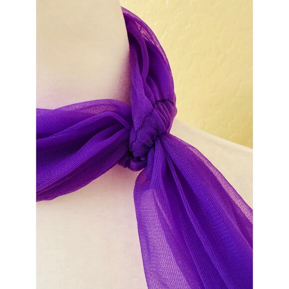 Vintage Sheer Purple Neck Scarf with Hole on the End for Easy Wear - Picture 4 of 5